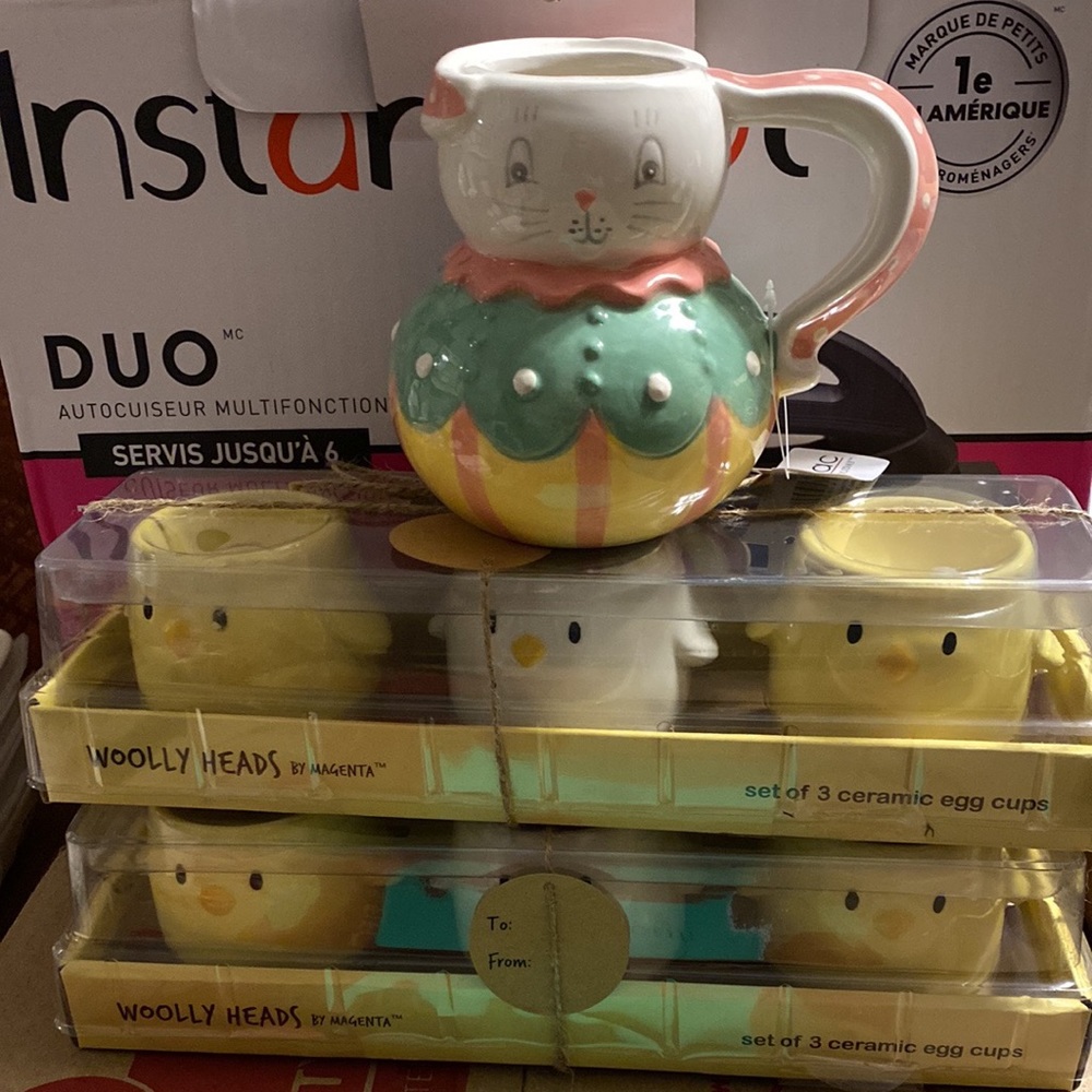 RESERVED bunny mug and two sets of woolly heads
